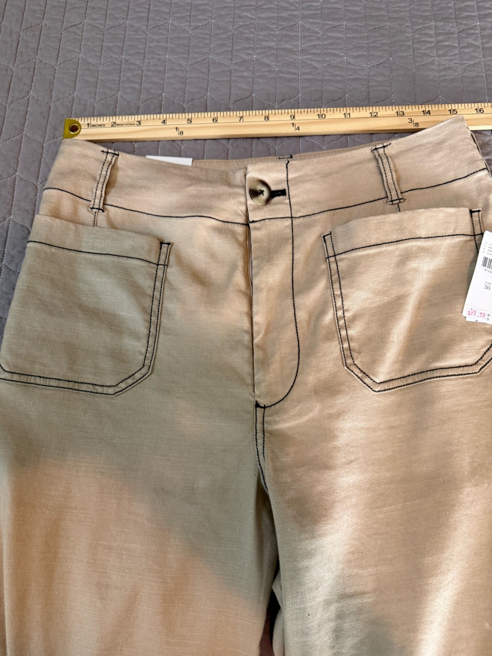 NWT Maeve The Colette Cropped Wide- Leg Pants w/ Contrast Stitching Linen - Picture 12 of 14